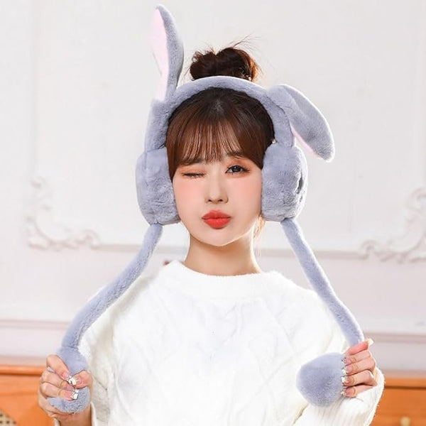 Cute rabbit jumping ear muffs for women